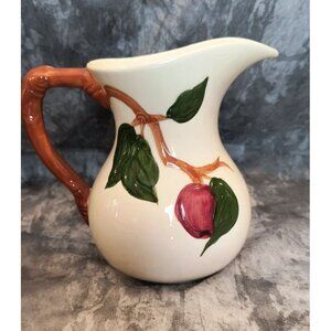Vintage Franciscan Apple Pattern Ceramic Pitcher With Fruit & Leaf Design